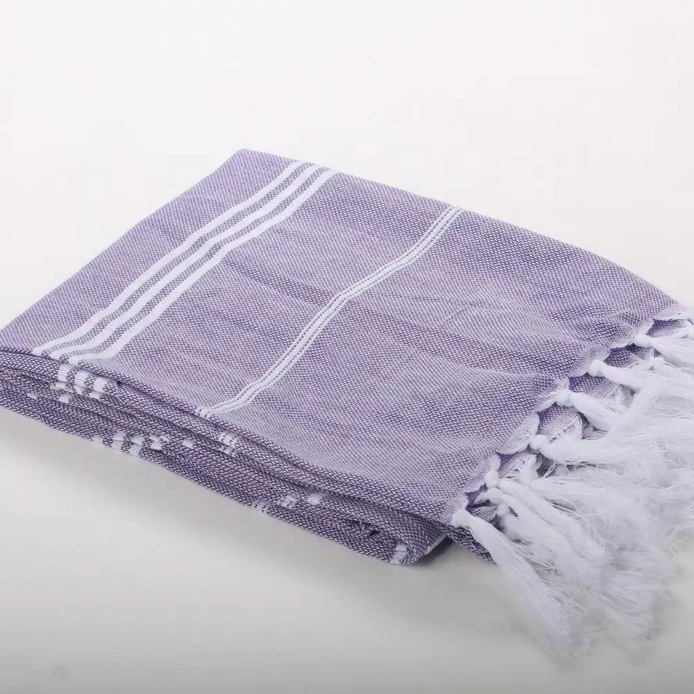 Double striped jacquard cotton beach turkish towel with tassel 20 different color
