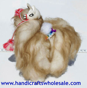 Peluche en alpaga avec longue fourrure Animal en peluche 19 cm Collection de décoration unique Figurines Cadeaux faits à la main pour enfants Jouets Poupées - Product Image 2