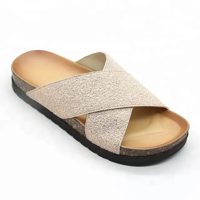 Fancy Bling Bling Upper PVC Hausschuhe Schuhe für Frauen Plateaus andalen Damen Cork Sole Slide Sandalen