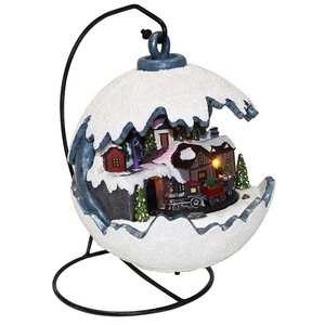 Winterwunder weihnachtskugel <span class=keywords><strong>kugel</strong></span> MIT fahem rendzug หมู่บ้านคริสต์มาสเพลงเรซินคริสต์มาส - Product Image 1