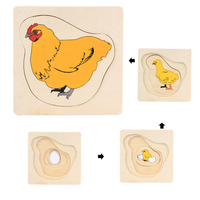 Jouet éducatif en bois créatif, puzzle multicouche, puzzle cognitif, poulet en croissance, jouet éducatif en bois, jouets d'imitation d'œufs