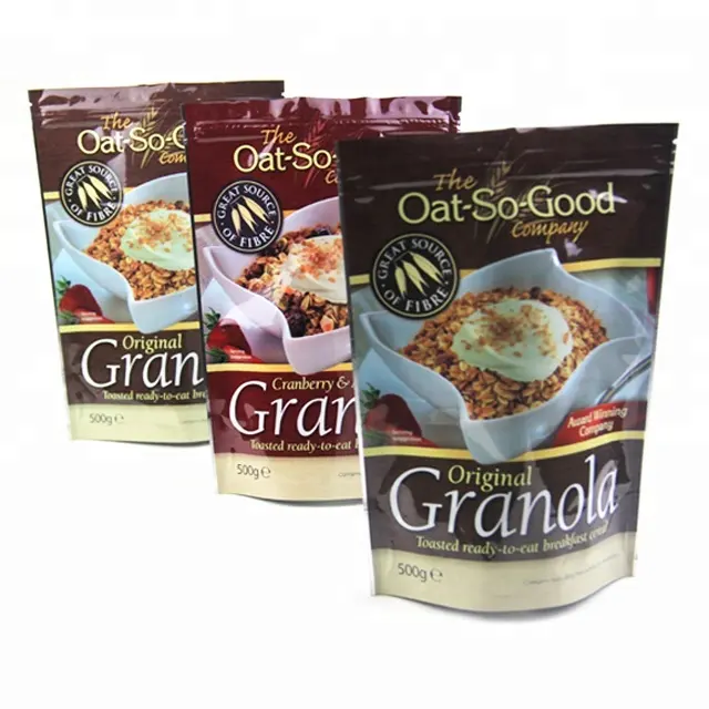 approved standing up zip tear notch top gravures printing plastic food bag