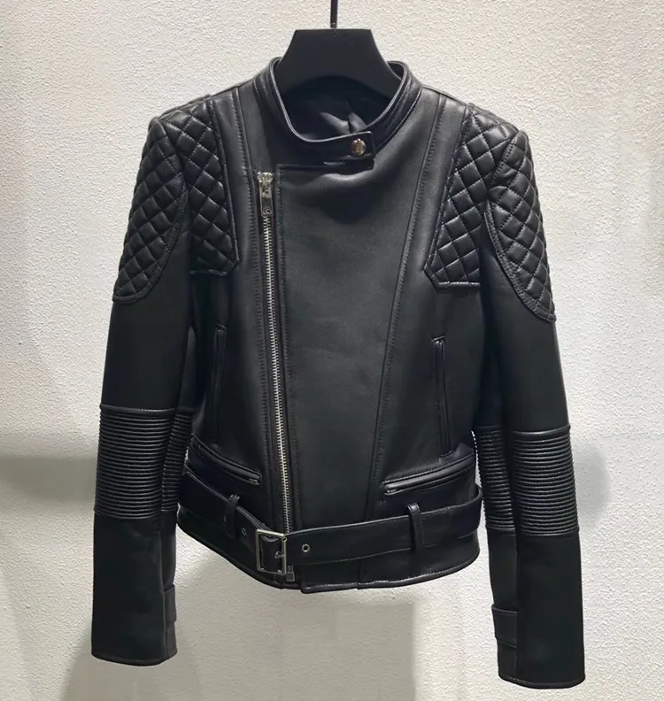 Nuovo Disegno Custodia In Pelle delle Donne Bomber Biker Giacca Quilited Classico Stile Rider Nero Reale Giacca di Pelle Per Le Signore