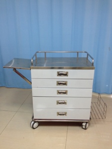 XF698 Rvs Ziekenhuis Verpleging Geneeskunde <span class=keywords><strong>Trolley</strong></span> Met Vijf Lades - Product Image 3