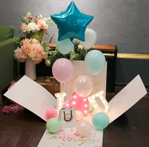 粉色婚礼浪漫订婚派对纸气球惊喜盒