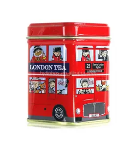 Mini Scatola <span class=keywords><strong>di</strong></span> <span class=keywords><strong>Latta</strong></span> Quadrata <span class=keywords><strong>per</strong></span> Tè 25g con Design Autobus <span class=keywords><strong>di</strong></span> Londra e Confezione Regalo - Product Image 1