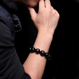 Nero naturale di ossidiana pietra Apache <span class=keywords><strong>lacrime</strong></span> smalto vulcanico perline amuleto braccialetto di perline per donna uomo esorcizzare spiriti maligni - Product Image 5