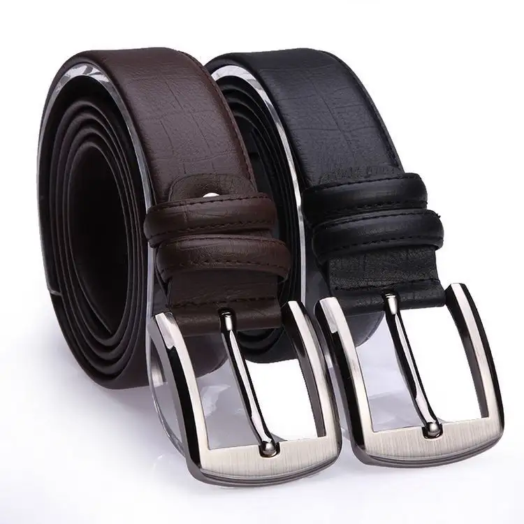 Cinturón de cuero genuino con hebilla de aleación ajustable para hombre, informal, a la moda, venta al por mayor