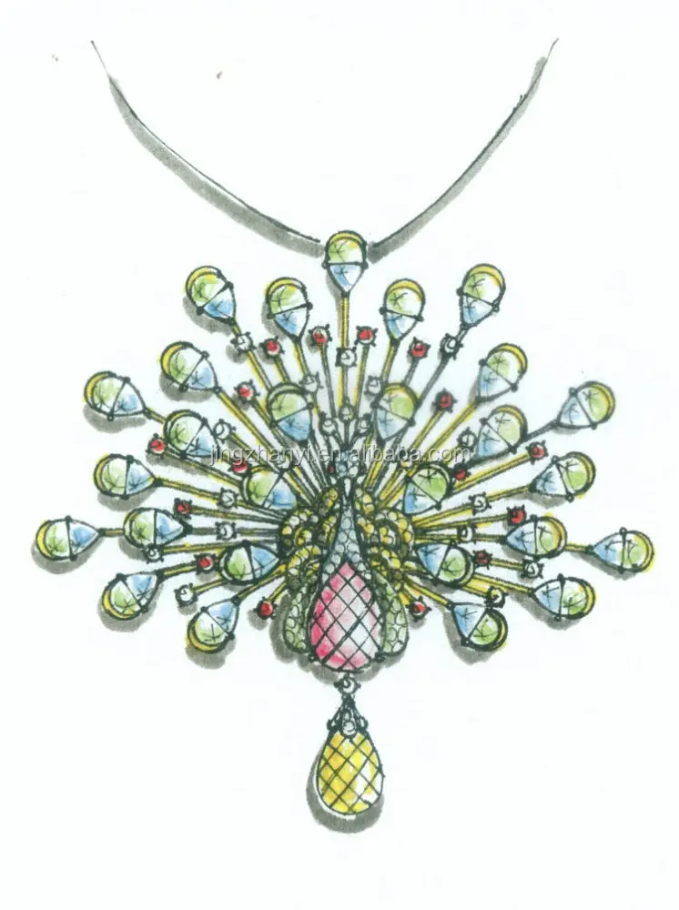 Design de joias pintadas à mão, colar com pingente em forma de pedaço, jóias de casamento