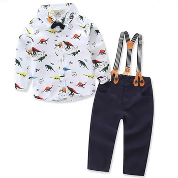 whole sale Dinosaur Shirt and Suspender Trousers for 1-4baby boy