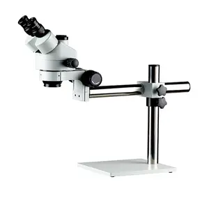 Microscope stéréo trinoculaire à Zoom, Base universelle à bras unique, 38x7x45x, WF15/15mm, avec 2 lentilles auxiliaire