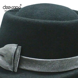 Promotionnel Main D'hiver 100% Feutre De Laine Chapeau Melon Avec Argent Bowknot - Product Image 5