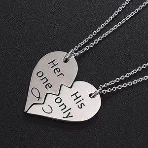 MECYLIFE acciaio inossidabile la sua unica collana di gioielli da una coppia collana a cuore diviso all'ingrosso - Product Image 2