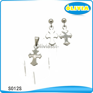 Olivia bisutería al por mayor forma dólar conjunto joyería de las mujeres con el tono de plata de acero inoxidable - Product Image 5