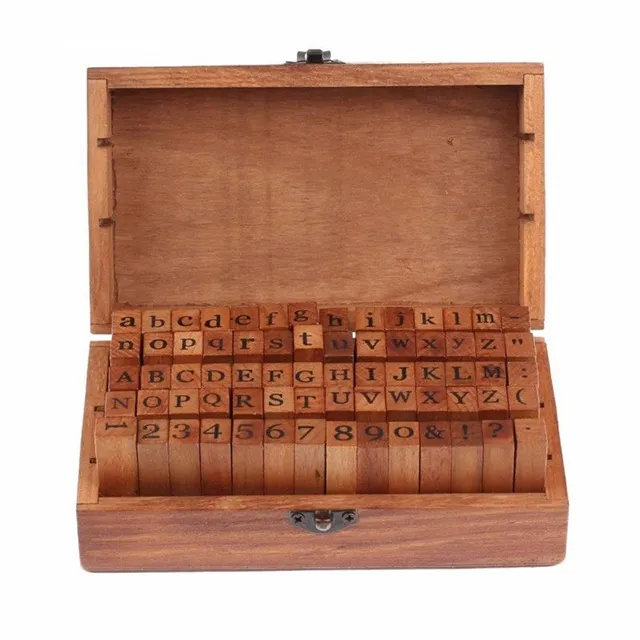 Juego de sellos de madera con letras inglesas, juego de sellos con números, alfabeto, DIY, 70 Uds.