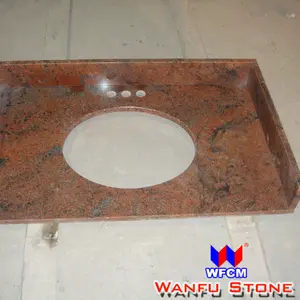 granit rouge de salle de bains vanity top avec splash