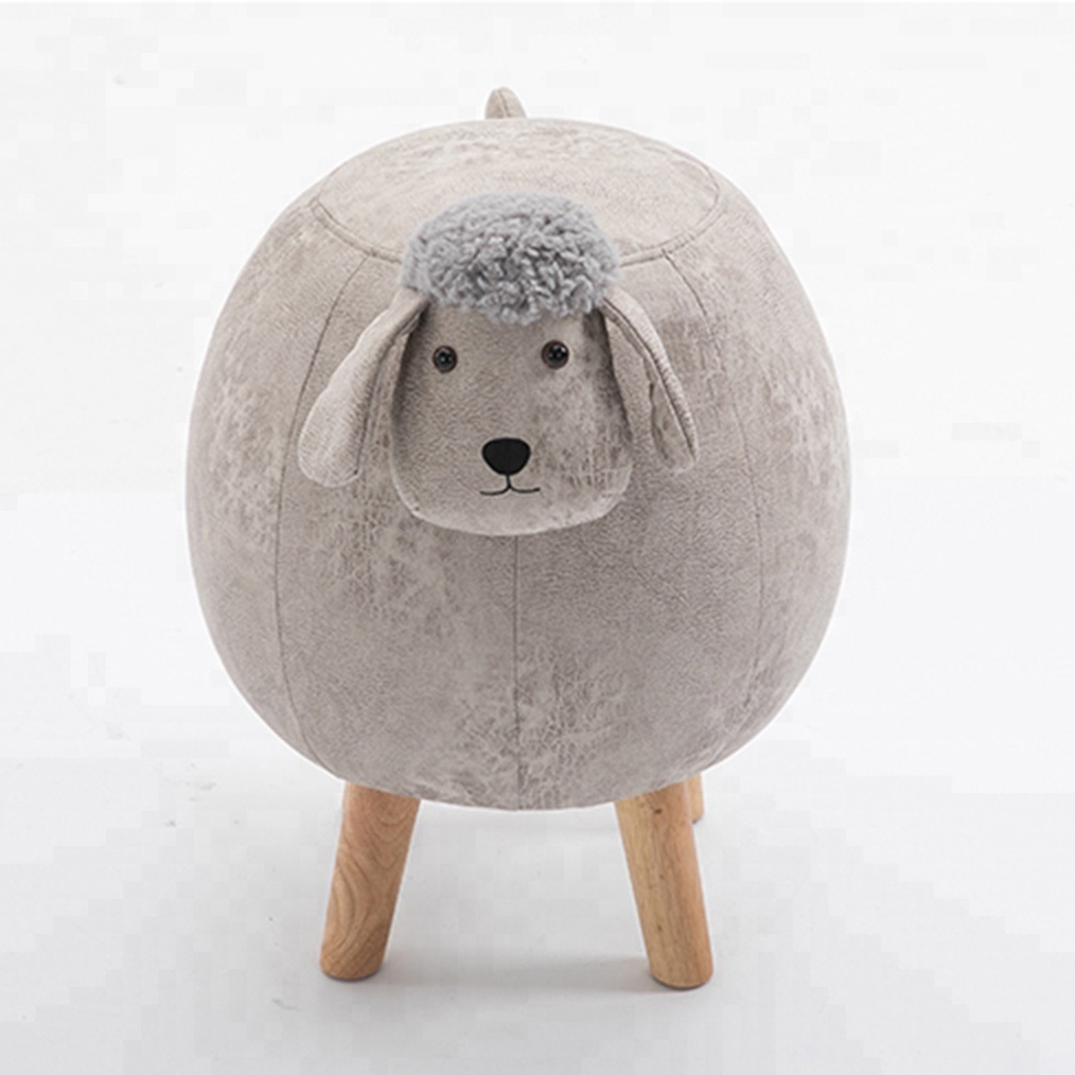 羊の木製スツール かわいい羊の動物の形の木製の小さなステップスツールレザー収納