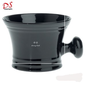 黑色陶瓷剃须碗，带手柄，用于湿剃须，剃须杯 - Product Image 1