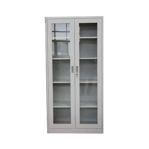 Metal office furniture 2 door glass door key cabinet/steel book rack cabinet