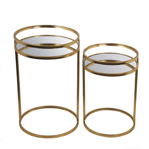 Furniture Supplier Ningbo <strong>Gold</strong> Metal <strong>Nesting</strong> Coffee Mirror <strong>Table</strong> Side <strong>Table</strong> for Espejo Con Cepillo Beistelltisch Mit Spiegel - Product Image 2