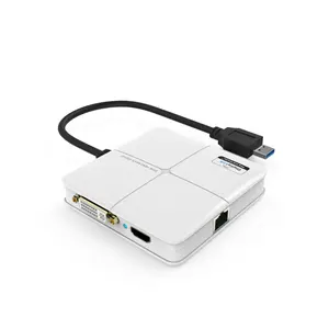 Adaptador de cabeça dupla usb 3.0, adaptador multi-display com ethernet, suporte dvi/hdmi/monitor ce/fcc