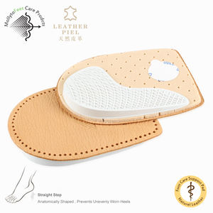 Corrective genuine leather support heel cushion insole with rubber for bowlegged - Product Image 1