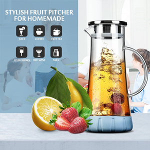 <span class=keywords><strong>Carafe</strong></span> en <span class=keywords><strong>verre</strong></span> thermique avec couvercle filtrant en acier inoxydable créatif et fond en silicone durable - Product Image 3
