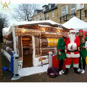 防水冬季充气房屋帐篷结构圣诞节充气圣诞老人洞穴