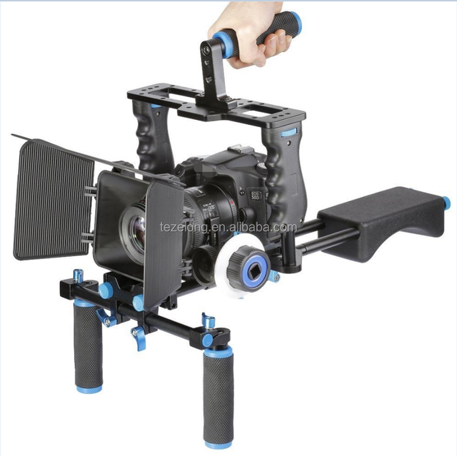 DSLR Video Stabilizer Shoulder Mount Rig+Matte Box+Follow Focus+Cage for Canon 5D Mark III 5D2 60D 70D 7D 6D DSLR Camera