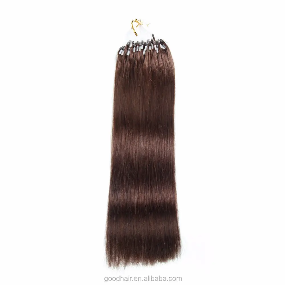 affordable loop micro ring beads hair extensions real human hair #4 Brown