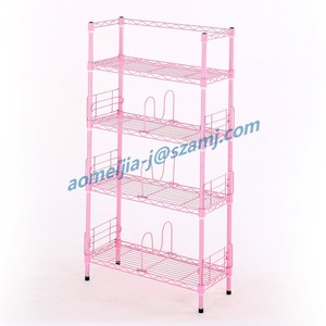 <span class=keywords><strong>Rose</strong></span> couleur poudre enduit NSF SGS certification 4-tier livres tablette en fil - Product Image 4