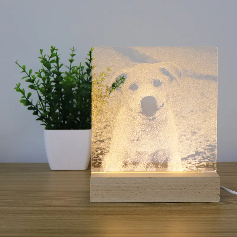 Customization Wooden Base For Acrylic 3D LED Night Light Animal