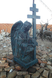 <span class=keywords><strong>Angelo</strong></span> in ginocchio in bronzo religioso europeo con statua ad ala per la decorazione della chiesa o del giardino - Product Image 5