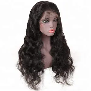 Wholesale 30 22 inches long natural black unprocessed raw indian thin soft human hair virgin body wave transparent full lace wig
