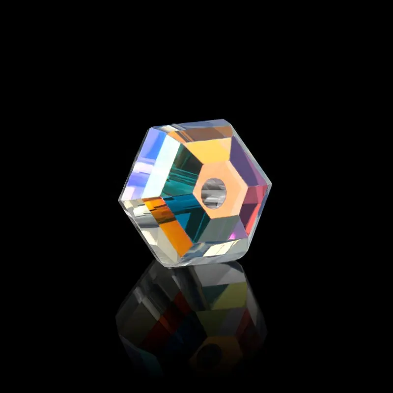 8 millimetri Perline di Cristallo di Modo Lanterna Dell'acqua del Foro Ottagono Shungite Forniture a Forma di Perle di Vetro Branelli Allentati Del Distanziatore per Monili Che Fanno