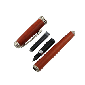 Kits de pluma cromada chapada en cartucho de tinta suave, pluma estilográfica de caligrafía elegante torneado de madera, pluma estilográfica ecológica hecha a mano de madera - Product Image 5