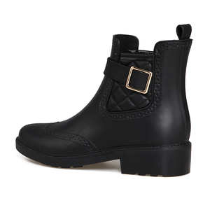 Stivaletti <span class=keywords><strong>con</strong></span> <span class=keywords><strong>Tacco</strong></span> Basso dal Design Unico, <span class=keywords><strong>Stivali</strong></span> <span class=keywords><strong>da</strong></span> <span class=keywords><strong>Pioggia</strong></span> Neri in Gomma per Donne - Product Image 1