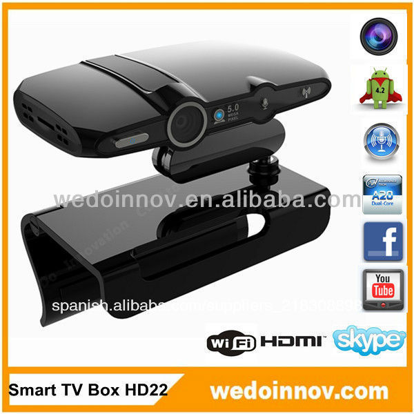 Hd22 con android cámara 4.2 de doble núcleo android tv box de internet tv caja android