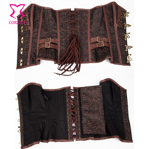 <span class=keywords><strong>Corsetto</strong></span> Steampunk Marrone Gotico CORZZET con Chiusura Posteriore in Acciaio e Allacciatura <span class=keywords><strong>per</strong></span> Halloween - Product Image 2
