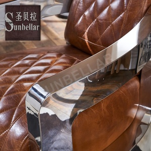 <span class=keywords><strong>Fauteuil</strong></span> de salon en <span class=keywords><strong>cuir</strong></span> véritable marron, grain supérieur, en <span class=keywords><strong>acier</strong></span> inoxydable poli, <span class=keywords><strong>vintage</strong></span> - Product Image 5