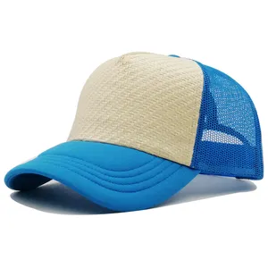 Mesh Hats Trucker Wholesale Advertising Promotional Hat Custom Logo Branded Sports Straw Trucker Cap Mesh Cap