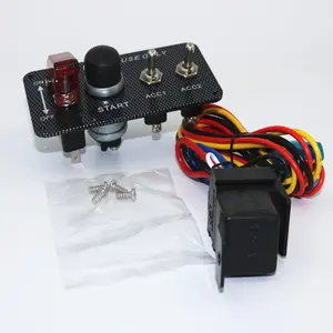 12v interruptor de ignição, botão de iniciar do motor, 3 painel de alternância com luz indicadora, diy, estilo de corrida, interruptor de rocker