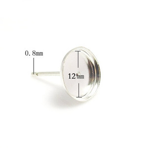 Beadsnice ID 27064 Plata <span class=keywords><strong>de</strong></span> <span class=keywords><strong>ley</strong></span> 925 aretes <span class=keywords><strong>de</strong></span> base del poste haciendo 12mm ronda aretes - Product Image 2