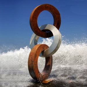 Tuyệt đẹp ngoài trời trang trí nội thất 3 vòng tròn lớn kim loại nghệ thuật tác phẩm điêu khắc - Product Image 4