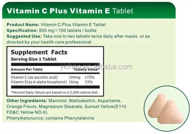 Bambini vitamina C complesso tablet, Chewing tablet caramelle