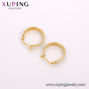 Pendientes de aro de acero inoxidable para mujer, aretes, estrás, 24K, color dorado, simple, <span class=keywords><strong>E</strong></span>-595 - Product Image 3