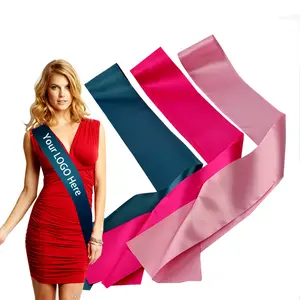 Personalizado pageant aniversário planície em branco fita de cetim sash para senhoras