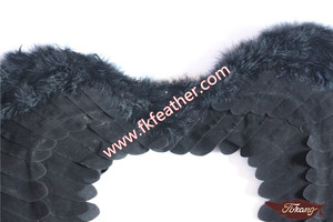 Negro Tela Del <span class=keywords><strong>Ala</strong></span> Del Ángel De Hadas Para Adultos Y Fuentes Del Partido de Halloween de Plumas de Pavo - Product Image 4