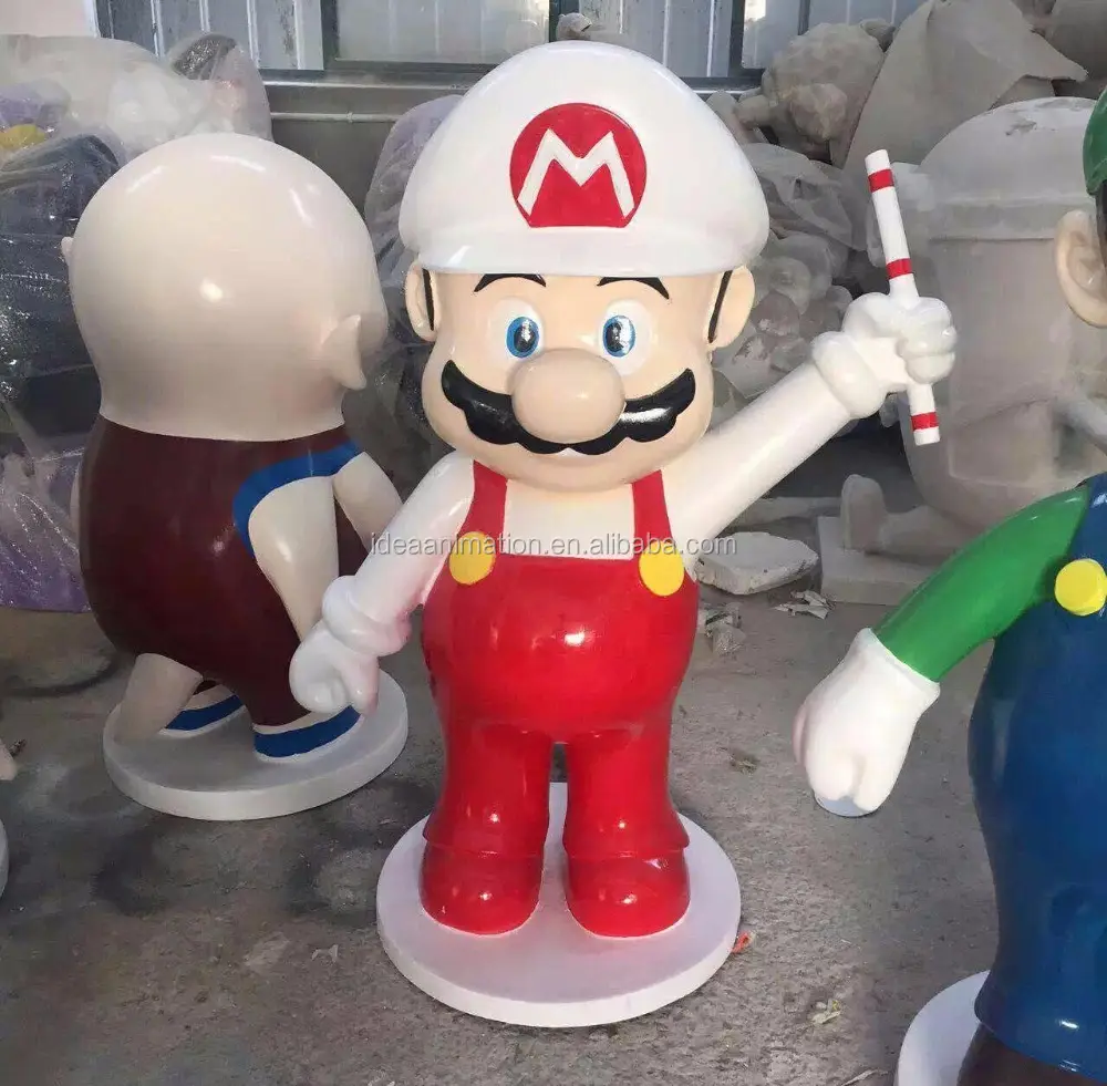 Grande formato di alta qualità in fibra di vetro resina super mario bros statue scultura Cina fabbrica