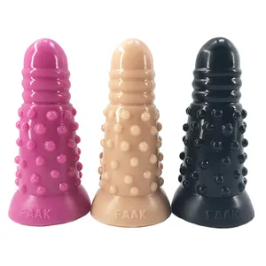 FAAK 18cm 7" 6.5cm huge thick silicone dildo sex toys anal butt plug with bumpy dot threaded line for exciting sexual pleasure